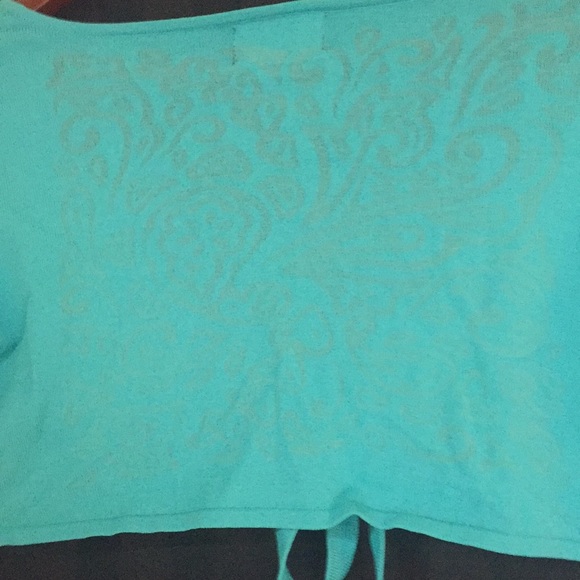 💕💕2XHost Pick💕💕⬇️Blue front tie long sleeve cropped shrug - Picture 5 of 5